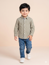 Boys Olive Green Casual Shirt – Cotton Long Sleeve Top