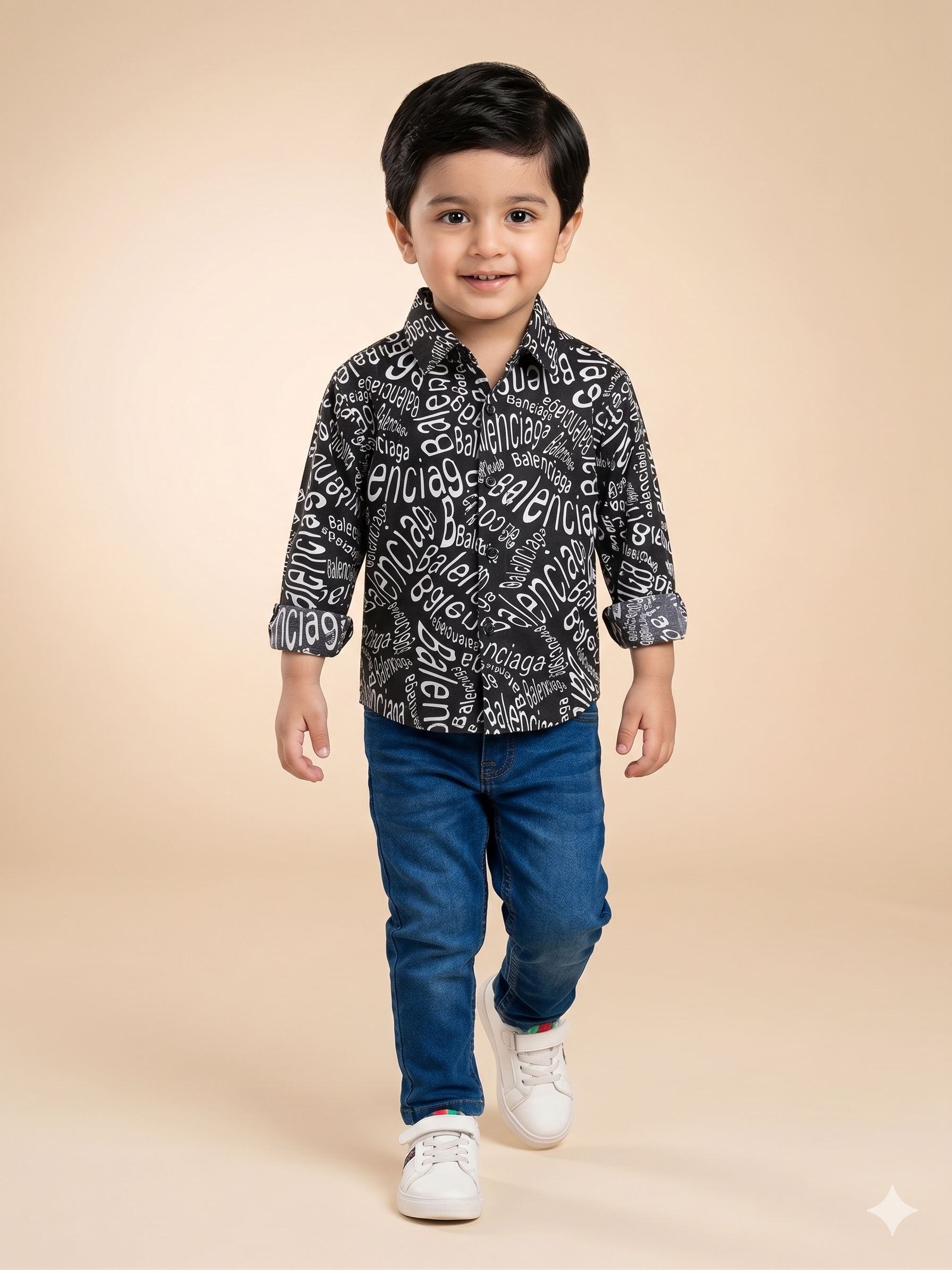 Boys Orange Printed Shirt – Casual Cotton Short Sleeve Top