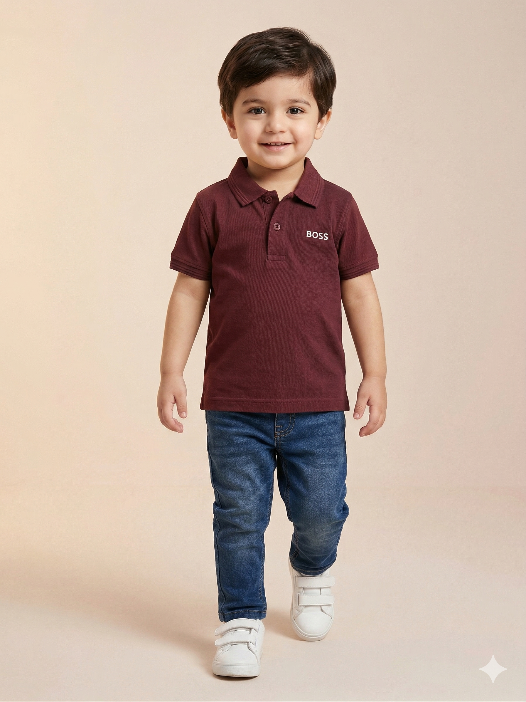 Boys Maroon Polo T-Shirt – Casual Cotton Short Sleeve Top