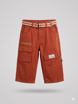 Boys Rust Orange Cargo Shorts – Casual Summer Utility Shorts