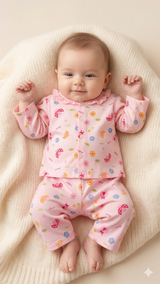 Baby Printed Full Sleeve Set – Soft Cotton Outfit (Pink Multi Print)