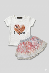 Girls “Summer” Graphic T-Shirt & Floral Skirt Set – 2-Piece Outfit