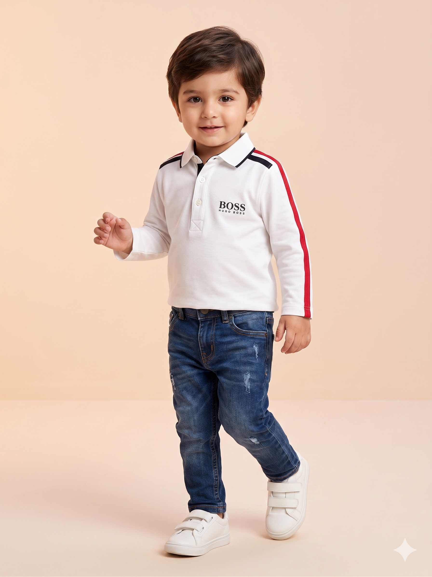Boys White Graphic Sweatshirt – Casual Cotton Long Sleeve Top