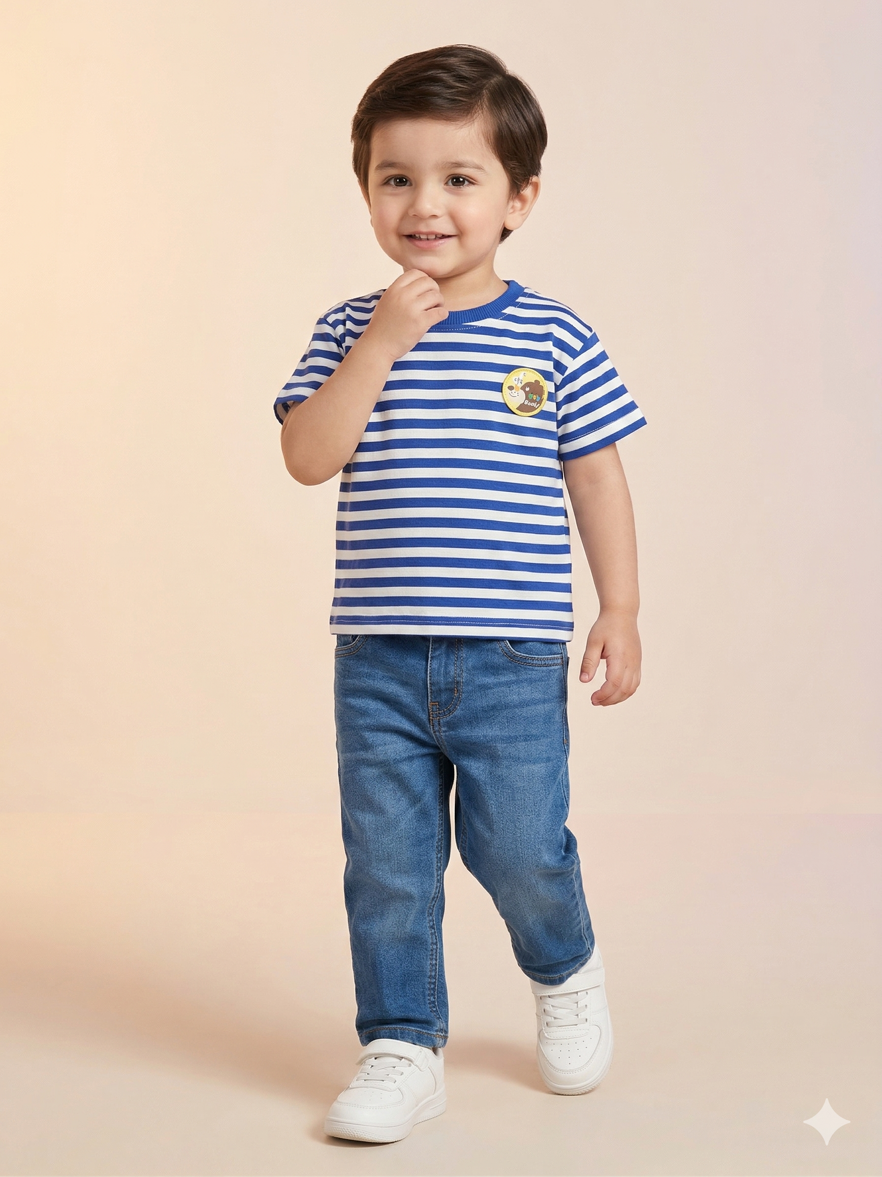 Boys Blue Striped T-Shirt – Casual Cotton Short Sleeve Top