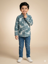 Boys Blue Printed Casual Shirt – Long Sleeve Stylish Kids Shirt