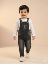 Boys Charcoal Grey Denim Dungaree – Casual Cotton Overalls