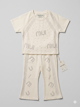 Kids “Milk” Graphic T-Shirt & Printed Pants Set – 2-Piece Casual Outfit