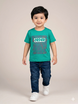 Boys Teal Graphic T-Shirt – Casual Cotton Short Sleeve Top