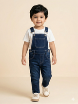 Boys Dark Blue Denim Dungaree – Casual Cotton Overalls