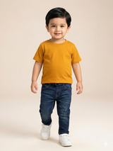 Boys Mustard Yellow Basic T-Shirt – Casual Cotton Short Sleeve Top