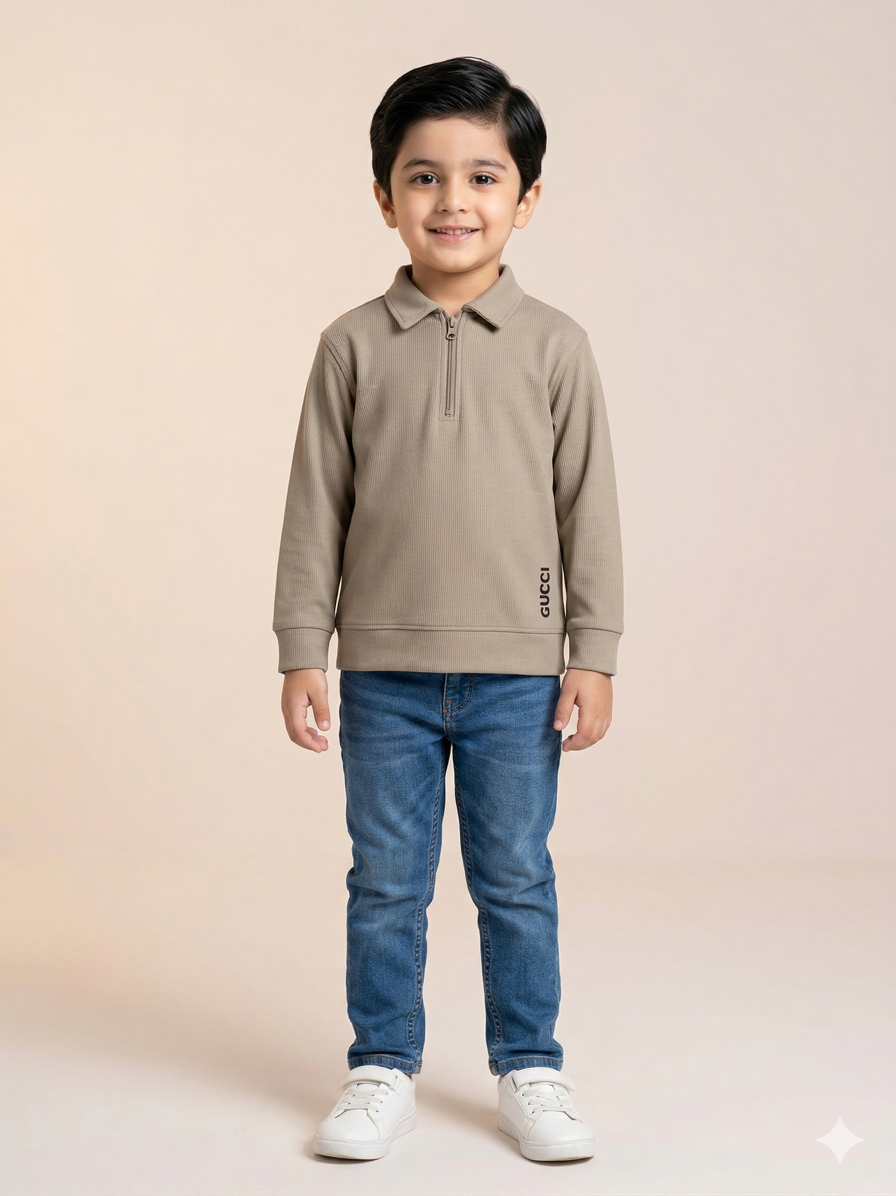 Boys Taupe Cotton Shirt – Long Sleeve Premium Kids Shirt