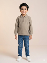Boys Taupe Cotton Shirt – Long Sleeve Premium Kids Shirt
