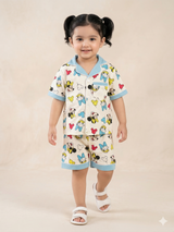 Kids Cartoon Printed Shirt & Shorts Set – Casual Cotton Summer Outfit