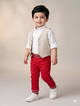 Boys Red Casual Pants – Soft Cotton Everyday Trousers