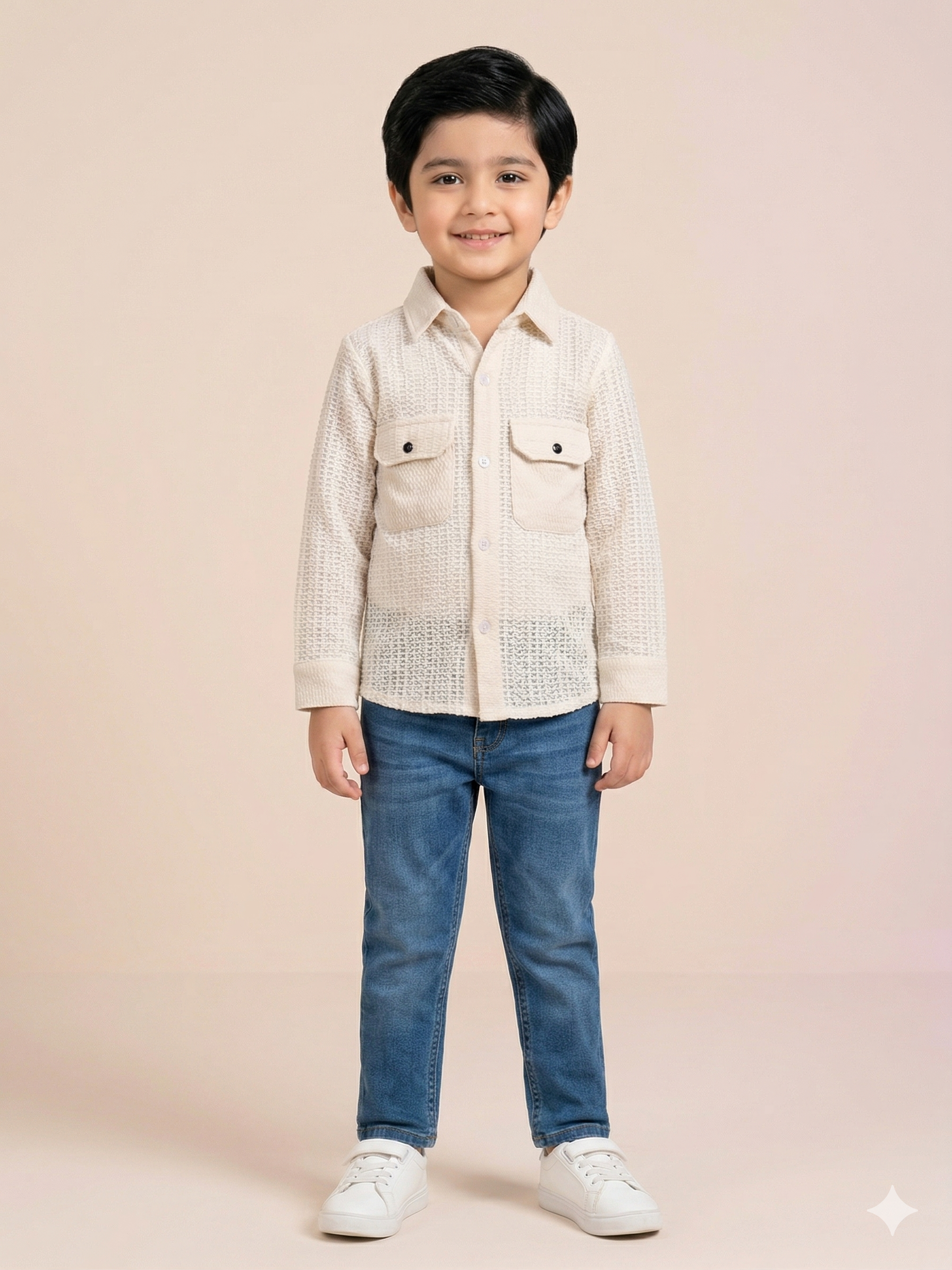 Boys Beige Casual Cotton Shirt – Premium Kids Everyday Wear