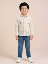 Boys Beige Casual Cotton Shirt – Premium Kids Everyday Wear