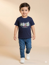 Boys Navy Graphic T-Shirt – Casual Cotton Short Sleeve Top