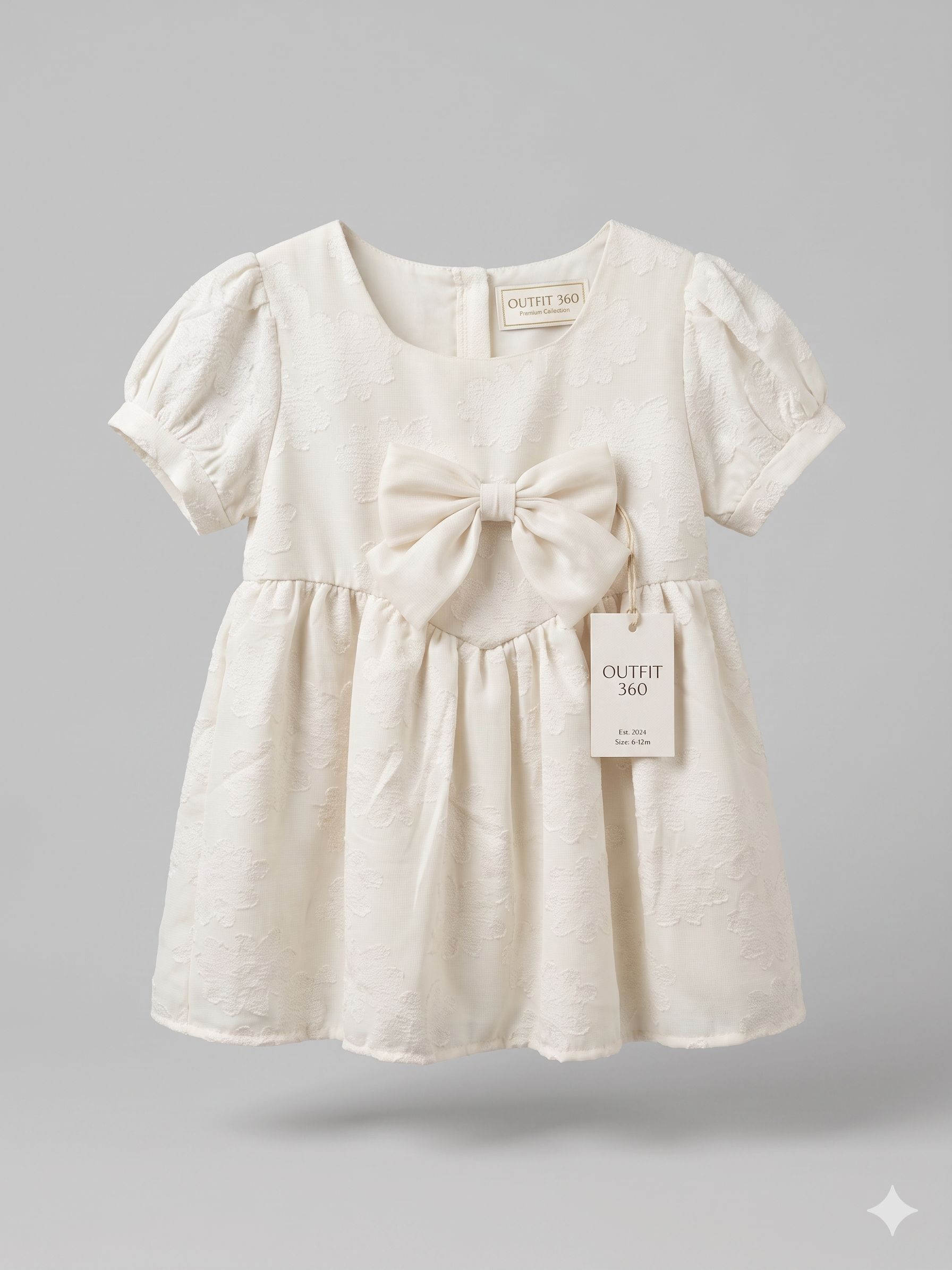 Girls Elegant Bow Detail Party Dress – Ivory White