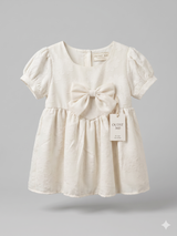 Girls Elegant Bow Detail Party Dress – Ivory White