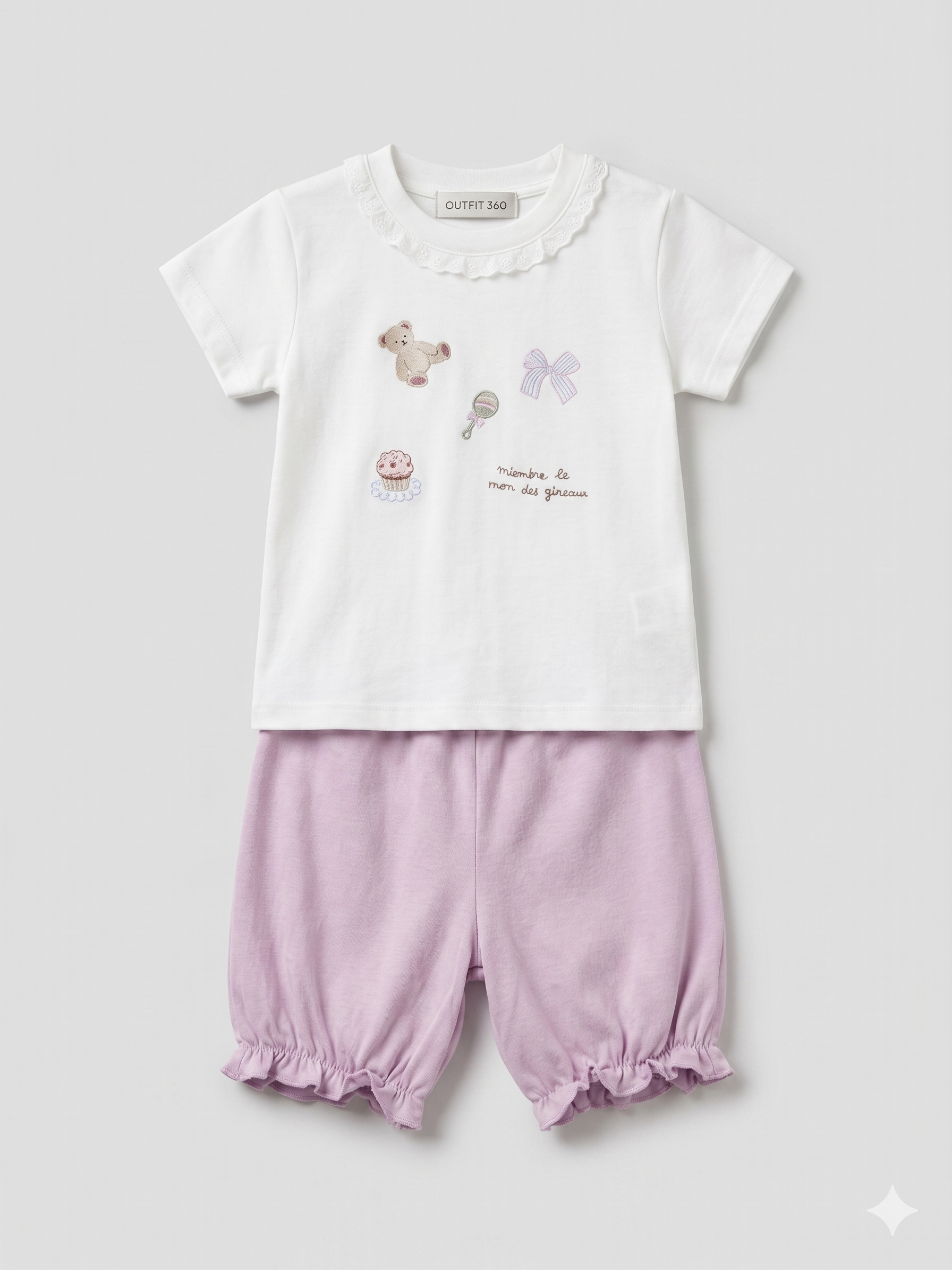 Girls Minimal Graphic T-Shirt & Pink Shorts Set – 2-Piece Summer Outfit