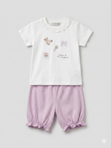 Girls Minimal Graphic T-Shirt & Pink Shorts Set – 2-Piece Summer Outfit