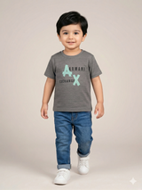 Boys Grey Graphic T-Shirt – Casual Cotton Short Sleeve Top