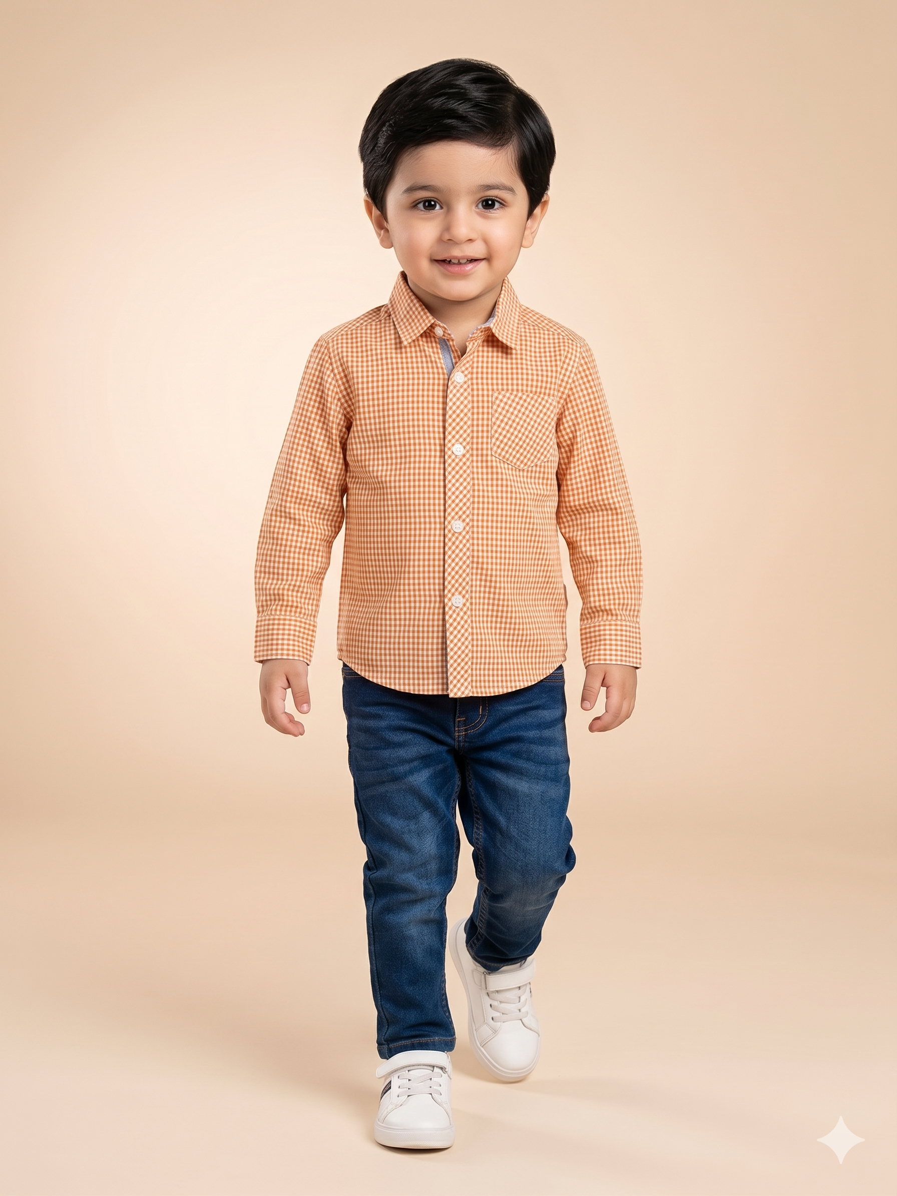 Boys Peach Casual Shirt – Cotton Long Sleeve Top