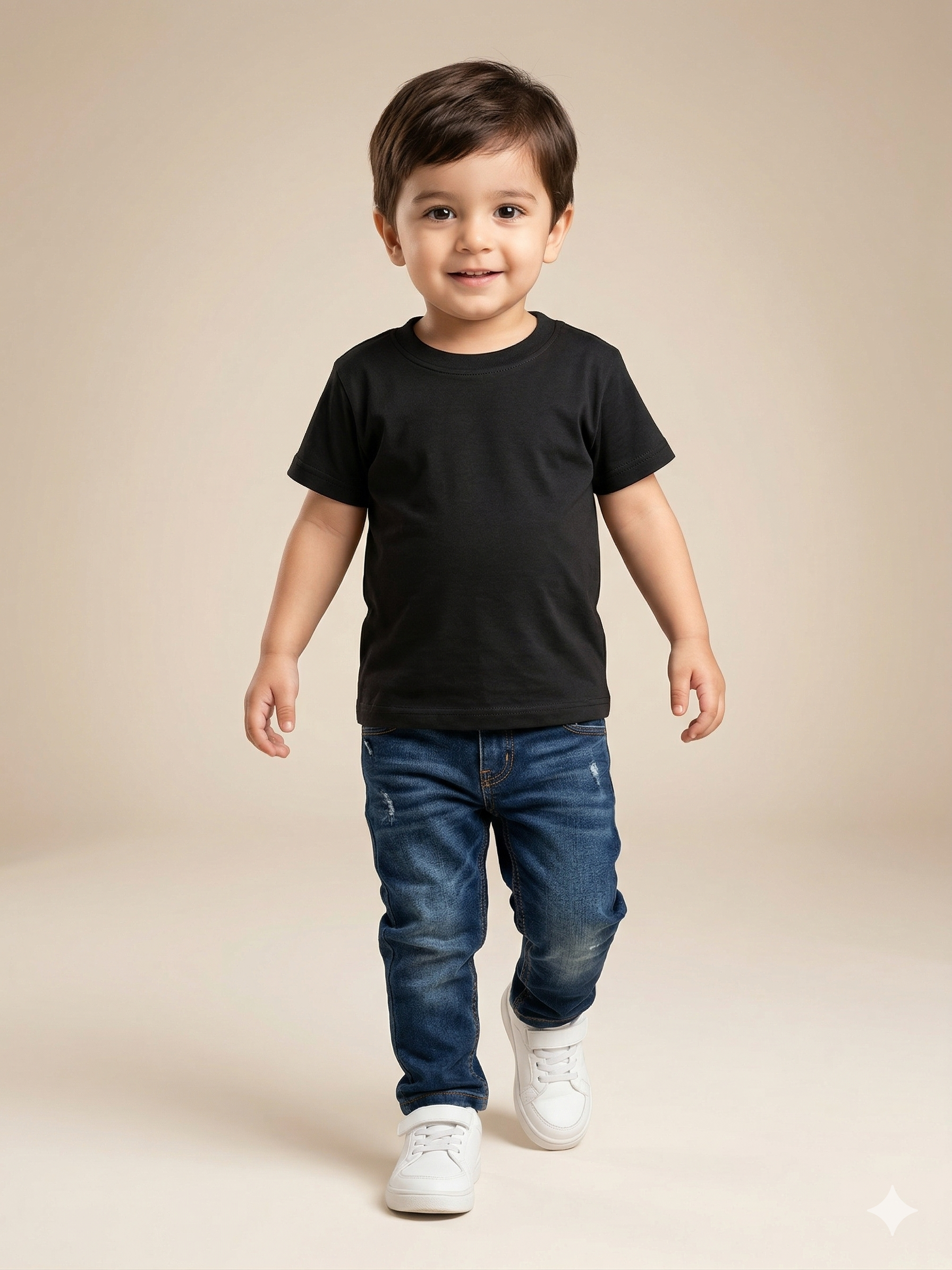 Boys Black Basic T-Shirt – Casual Cotton Short Sleeve Top