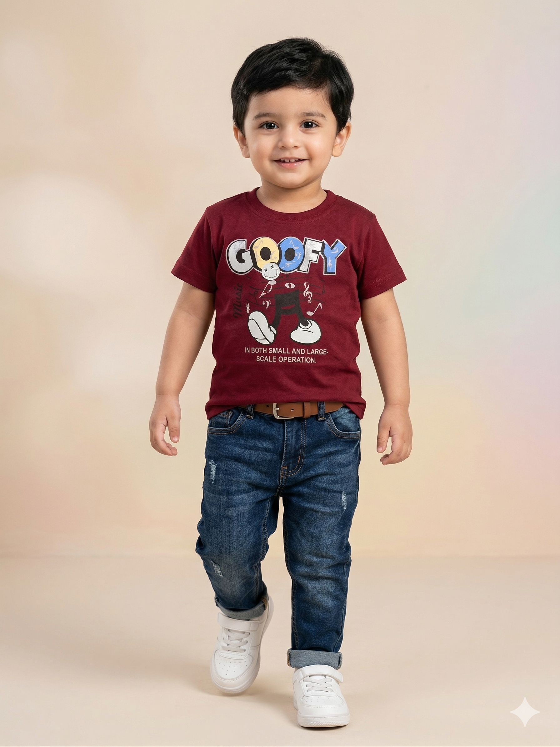 Boys Maroon “Sporty” Graphic T-Shirt – Casual Cotton Short Sleeve Top