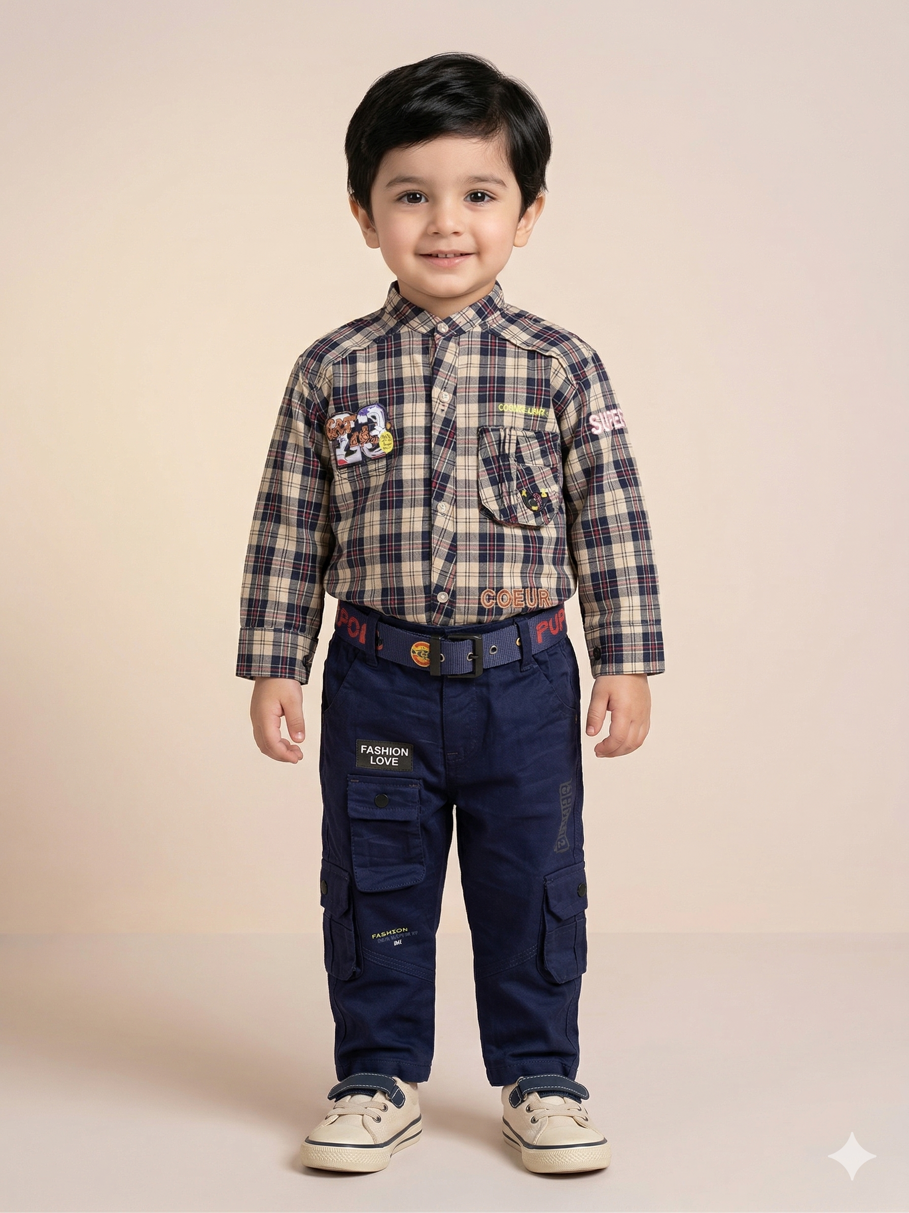 Boys Checked Shirt & Jeans Set – Casual Cotton Full Outfit