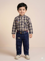 Boys Checked Shirt & Jeans Set – Casual Cotton Full Outfit