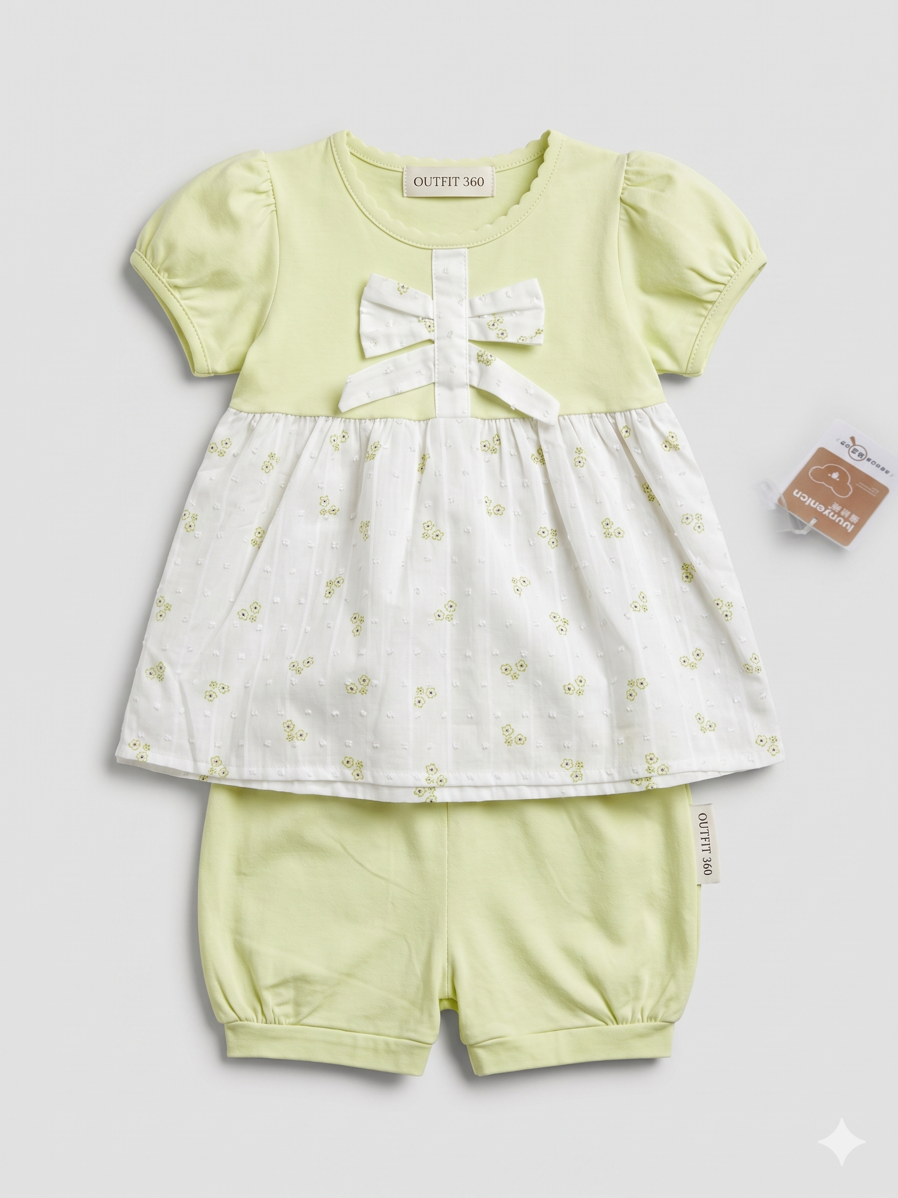Girls Yellow Peplum Top & Shorts Set – 2-Piece Summer Outfit