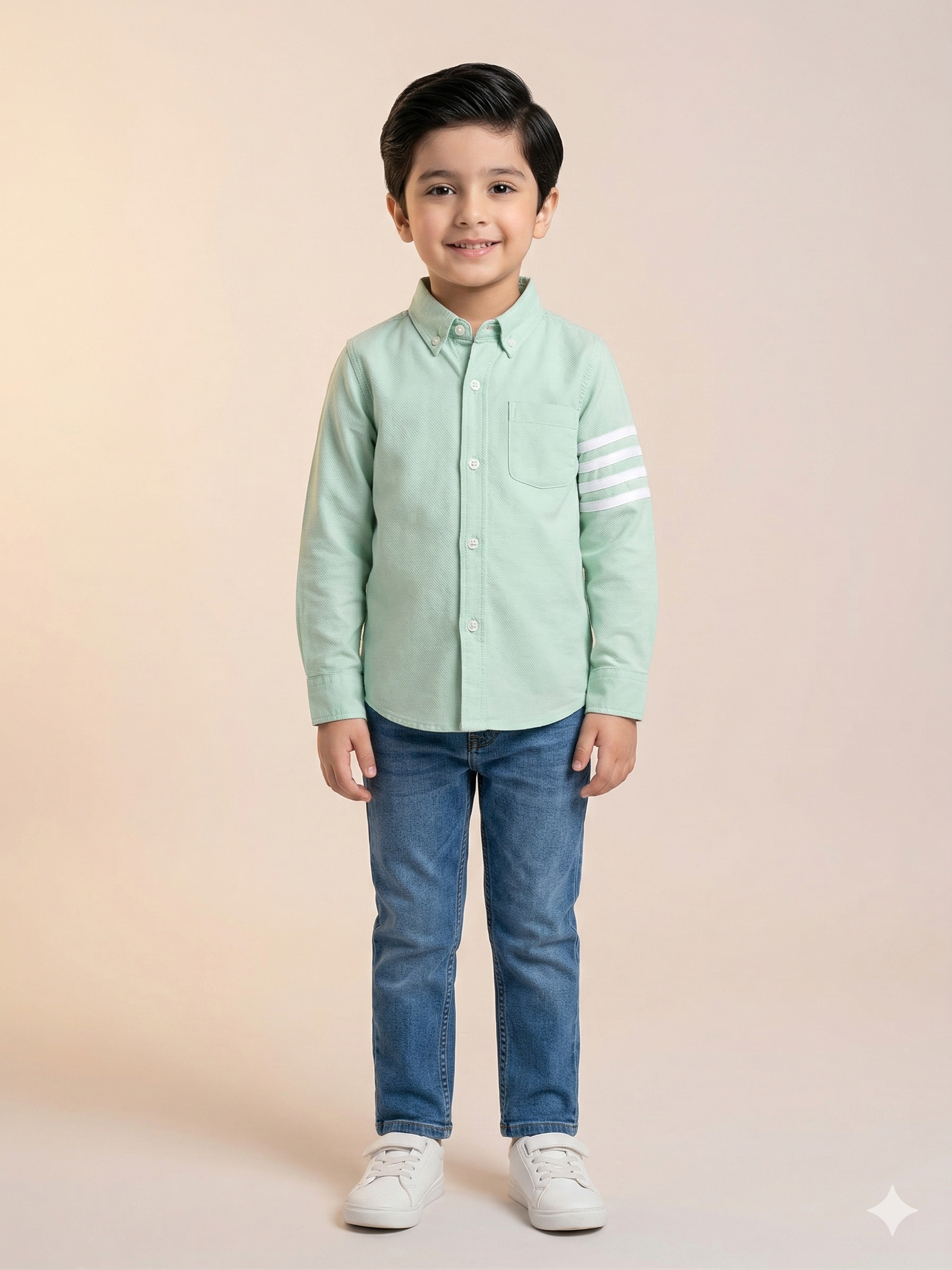 Boys Mint Green Casual Cotton Shirt – Long Sleeve Premium Kids Shirt