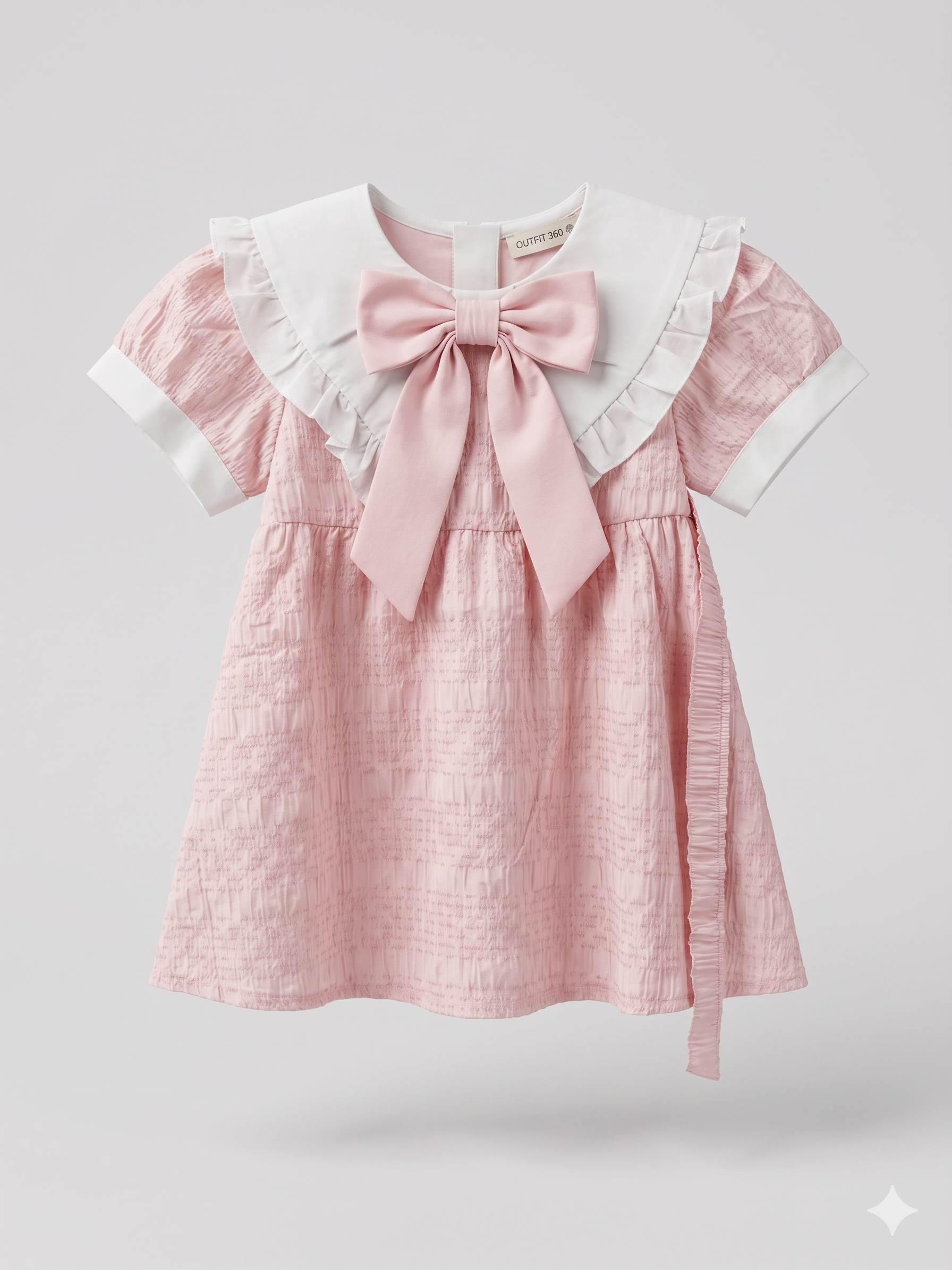 Girls Elegant Bow Front Party Dress – Soft Pink
