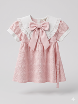 Girls Elegant Bow Front Party Dress – Soft Pink
