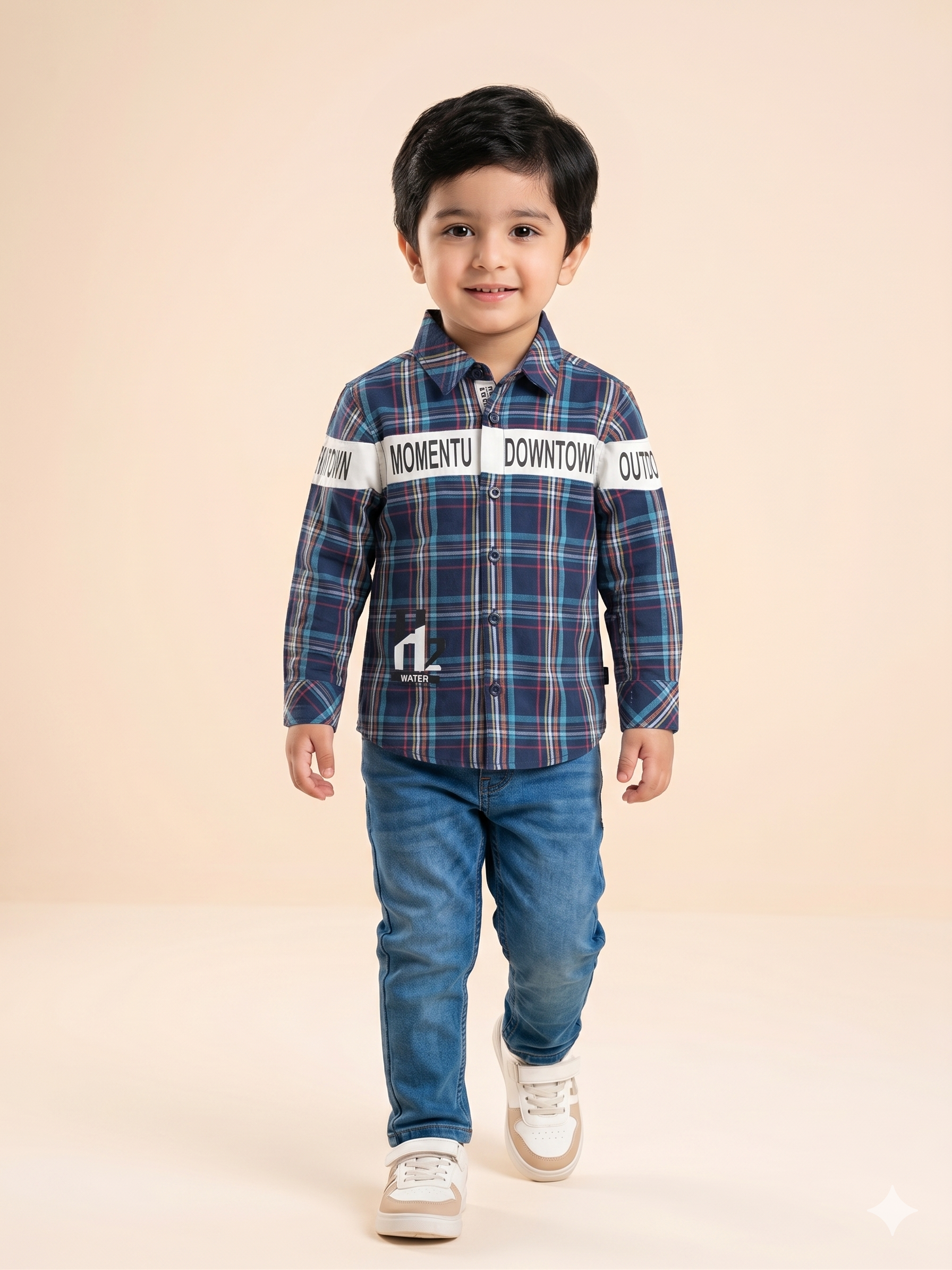 Boys Blue Check Shirt – Casual Cotton Long Sleeve Top