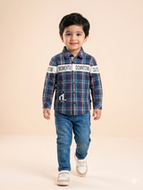 Boys Blue Check Shirt – Casual Cotton Long Sleeve Top