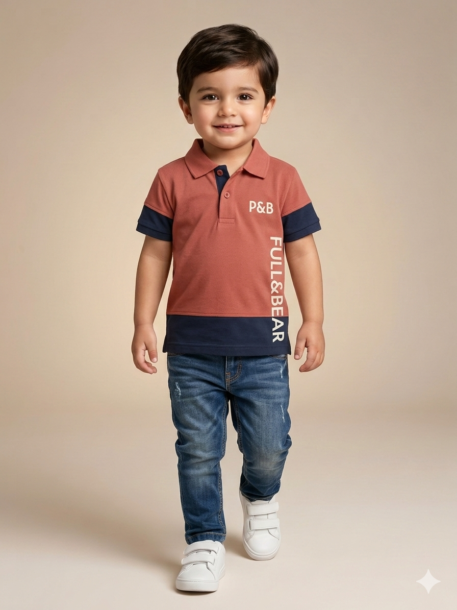 Boys Rust maroon Polo T-Shirt – Casual Cotton Short Sleeve Top
