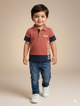 Boys Rust maroon Polo T-Shirt – Casual Cotton Short Sleeve Top