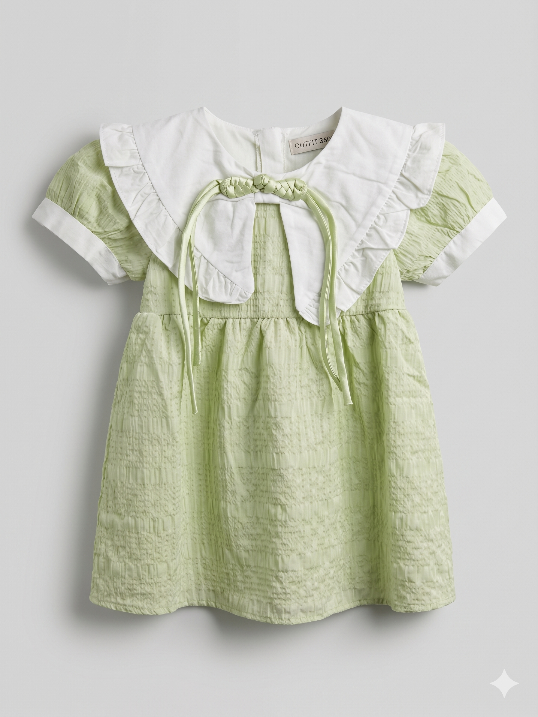 Girls Soft Cotton Bow Detail Summer Dress – Light Green