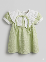 Girls Soft Cotton Bow Detail Summer Dress – Light Green