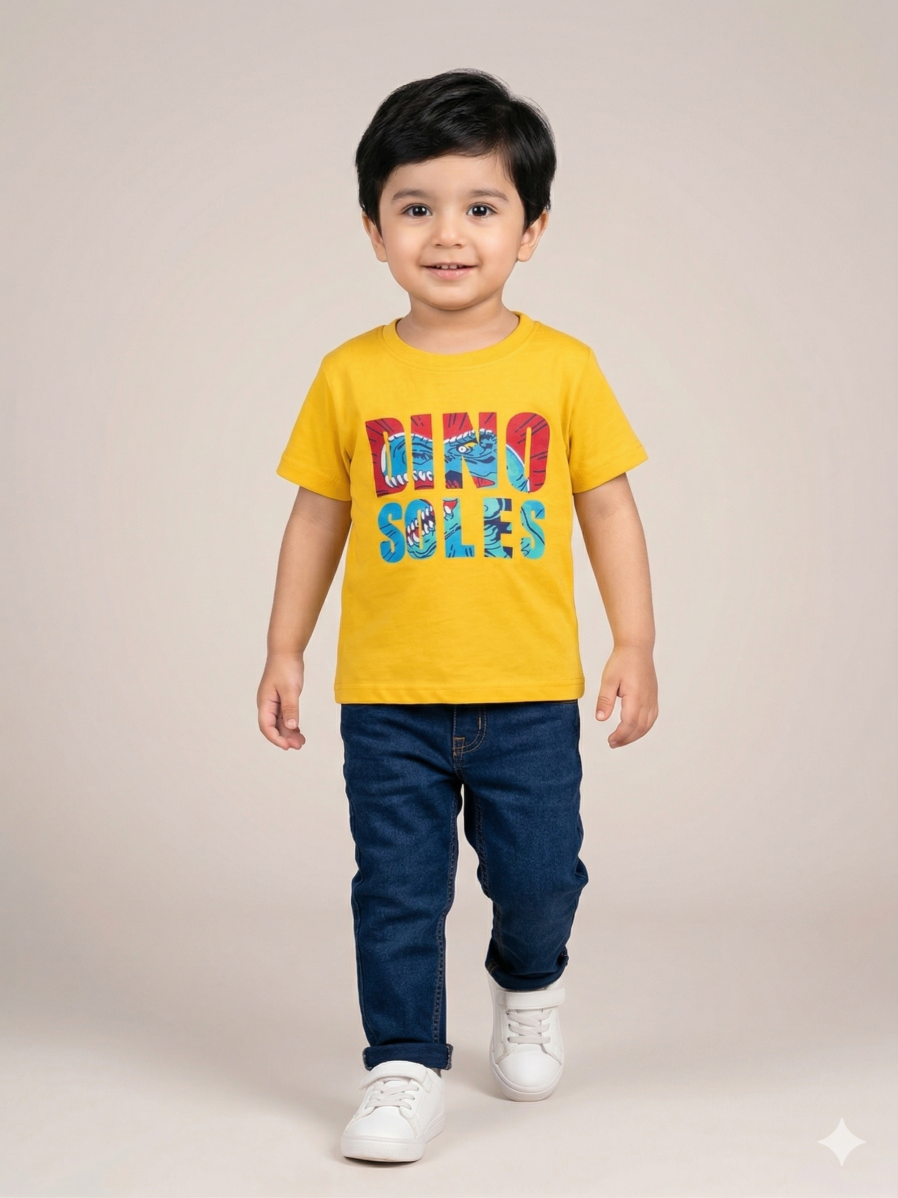 Boys Yellow Graphic T-Shirt – Casual Cotton Short Sleeve Top