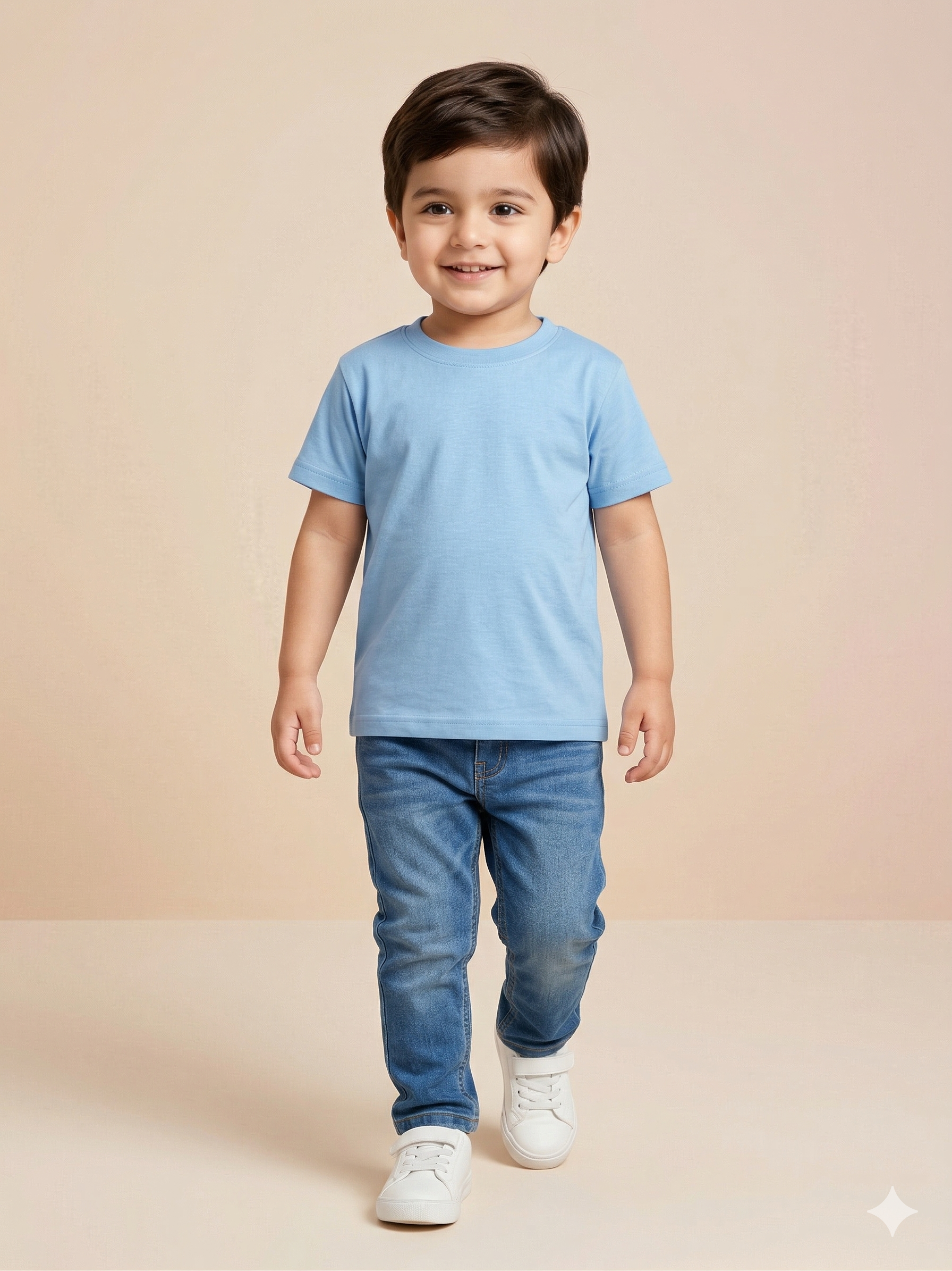 Boys Sky Blue Basic T-Shirt – Casual Cotton Short Sleeve Top