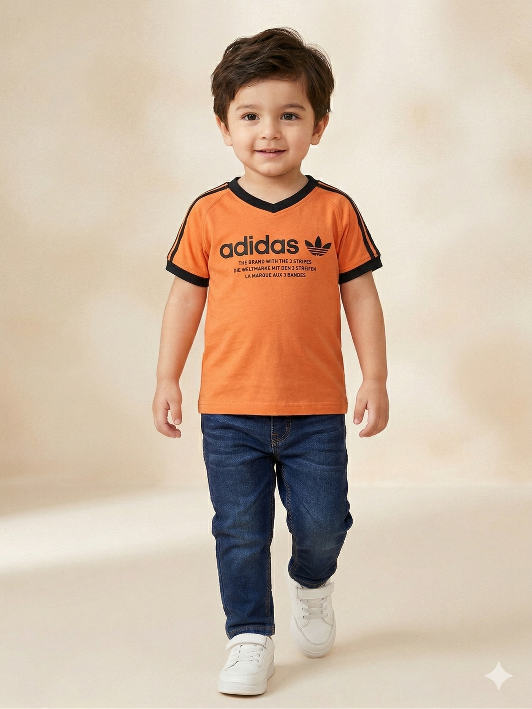 Boys Orange Graphic T-Shirt – Casual Cotton Short Sleeve Top