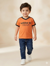 Boys Orange Graphic T-Shirt – Casual Cotton Short Sleeve Top