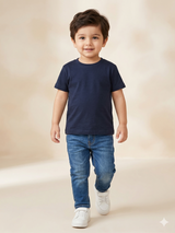 Boys Navy Blue Basic T-Shirt – Casual Cotton Short Sleeve Top