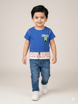 Boys Blue Graphic T-Shirt – Casual Cotton Short Sleeve Top