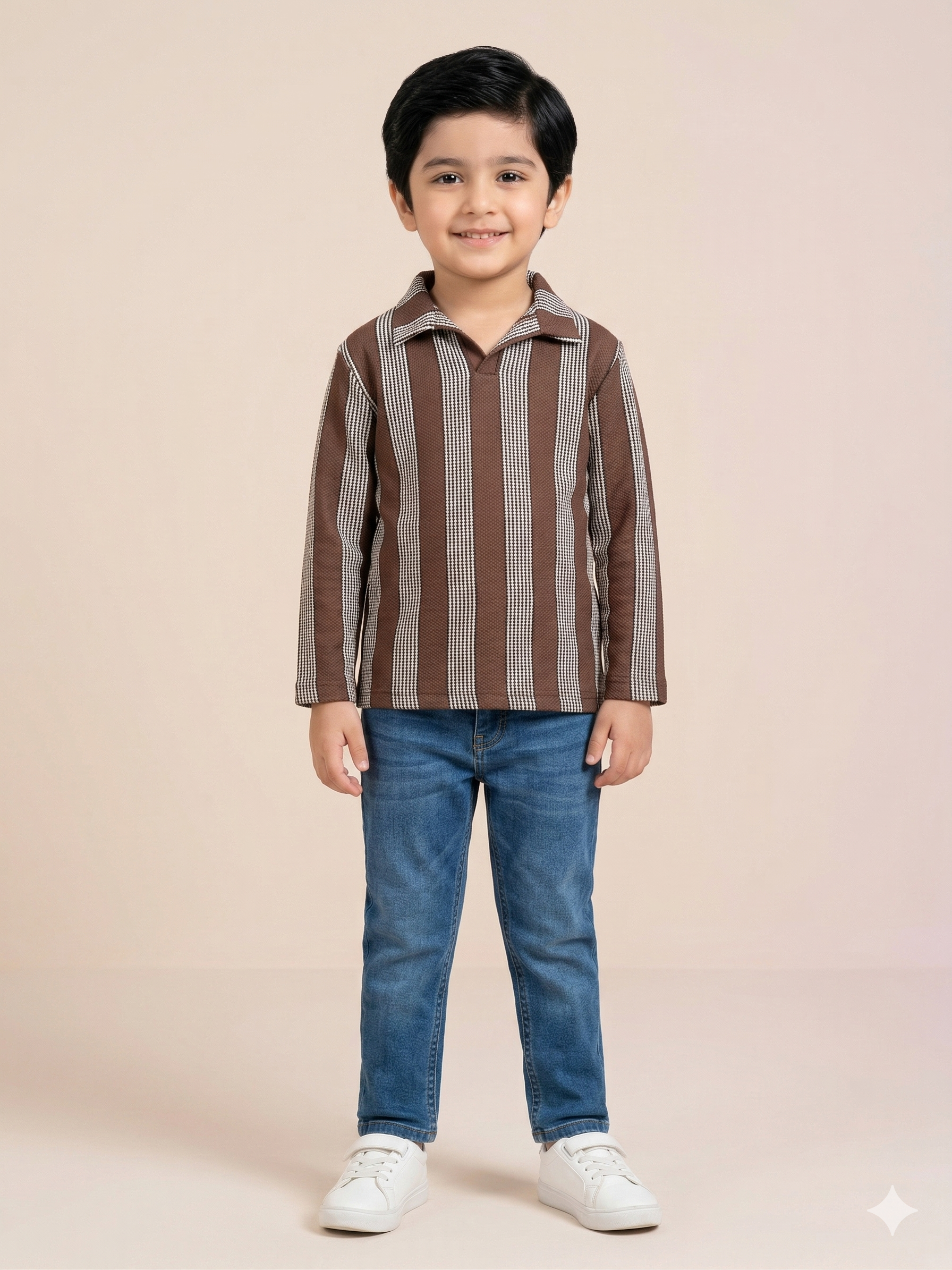 Boys Brown Striped Casual Shirt – Long Sleeve Premium Kids Shirt