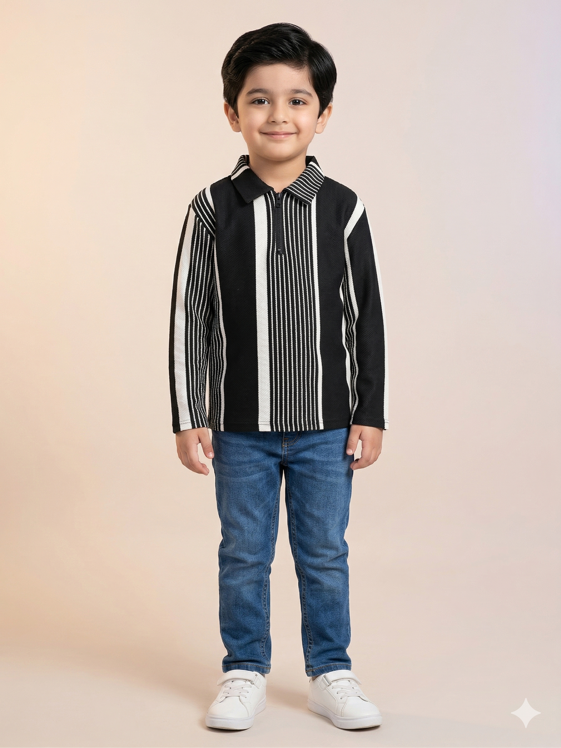Boys Black Contrast Panel Casual Shirt – Long Sleeve Stylish Kids Shirt