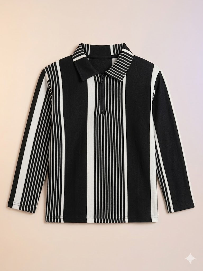 Boys Black Contrast Panel Casual Shirt – Long Sleeve Stylish Kids Shirt
